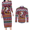 Merry Eagle Roar Personalized Couples Matching Long Sleeve Bodycon Dress and Long Sleeve Button Shirt Christmas Rugby League Spirit - Aussie Hoodie