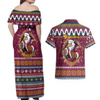 Merry Eagle Roar Personalized Couples Matching Off Shoulder Maxi Dress and Hawaiian Shirt Christmas Rugby League Spirit - Aussie Hoodie