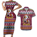 Merry Eagle Roar Personalized Couples Matching Short Sleeve Bodycon Dress and Hawaiian Shirt Christmas Rugby League Spirit - Aussie Hoodie