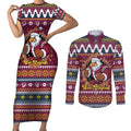 Merry Eagle Roar Personalized Couples Matching Short Sleeve Bodycon Dress and Long Sleeve Button Shirt Christmas Rugby League Spirit - Aussie Hoodie