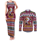 Merry Eagle Roar Personalized Couples Matching Tank Maxi Dress and Long Sleeve Button Shirt Christmas Rugby League Spirit - Aussie Hoodie