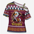 Merry Eagle Roar Personalized Cross Shoulder Shirt Christmas Rugby League Spirit - Aussie Hoodie