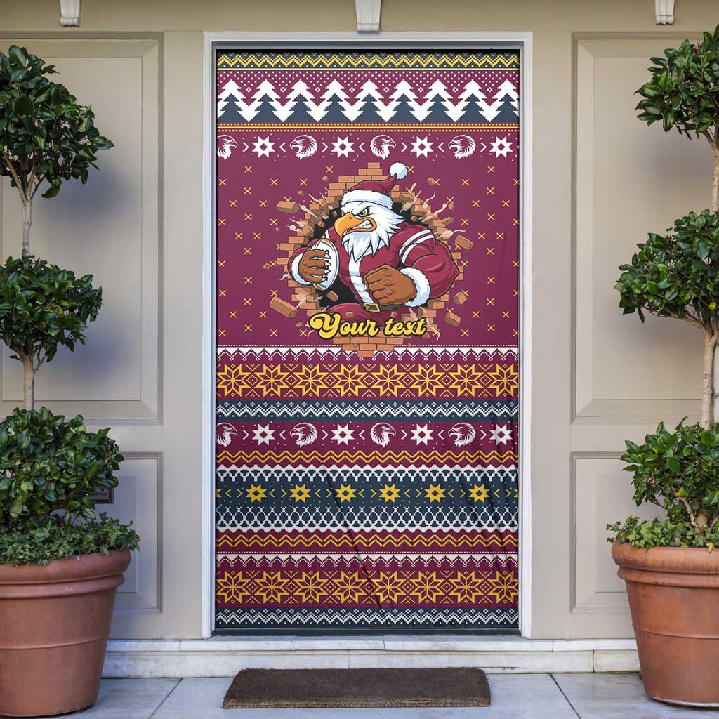 Merry Eagle Roar Personalized Door Cover Christmas Rugby League Spirit - Aussie Hoodie