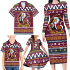 Merry Eagle Roar Personalized Family Matching Long Sleeve Bodycon Dress and Hawaiian Shirt Christmas Rugby League Spirit - Aussie Hoodie
