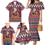 Merry Eagle Roar Personalized Family Matching Mermaid Dress and Hawaiian Shirt Christmas Rugby League Spirit - Aussie Hoodie