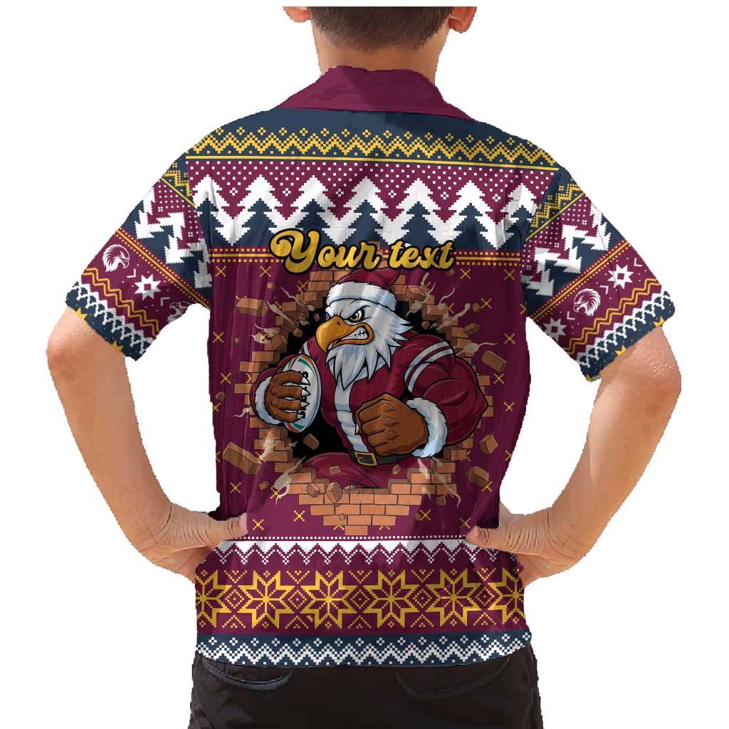 Merry Eagle Roar Personalized Family Matching Mermaid Dress and Hawaiian Shirt Christmas Rugby League Spirit - Aussie Hoodie