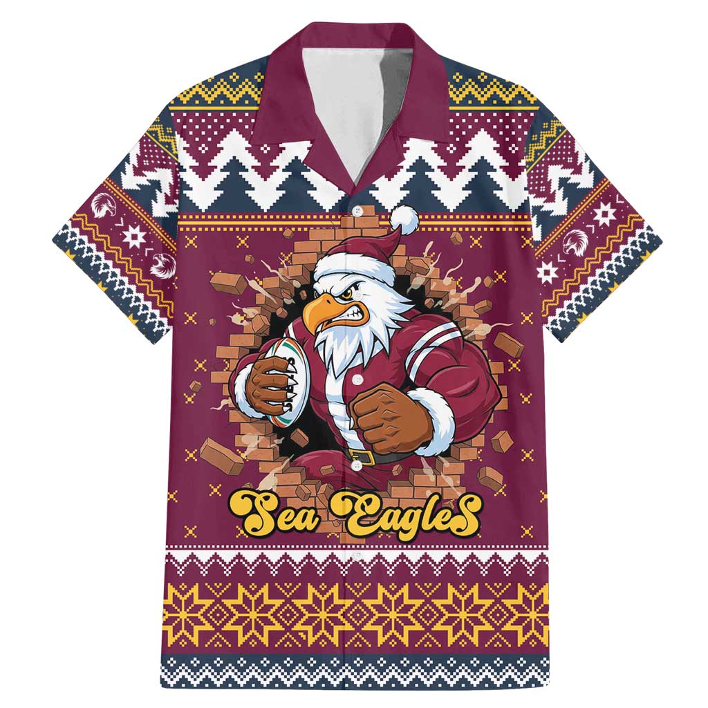 Merry Eagle Roar Personalized Family Matching Mermaid Dress and Hawaiian Shirt Christmas Rugby League Spirit - Aussie Hoodie