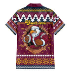 Merry Eagle Roar Personalized Family Matching Mermaid Dress and Hawaiian Shirt Christmas Rugby League Spirit - Aussie Hoodie