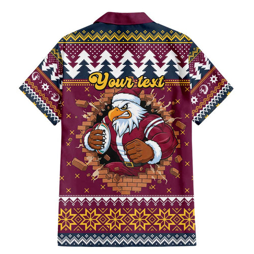Merry Eagle Roar Personalized Family Matching Mermaid Dress and Hawaiian Shirt Christmas Rugby League Spirit - Aussie Hoodie
