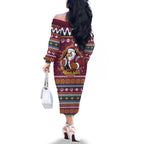 Merry Eagle Roar Personalized Family Matching Off The Shoulder Long Sleeve Dress and Hawaiian Shirt Christmas Rugby League Spirit - Aussie Hoodie