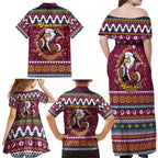 Merry Eagle Roar Personalized Family Matching Off Shoulder Maxi Dress and Hawaiian Shirt Christmas Rugby League Spirit - Aussie Hoodie