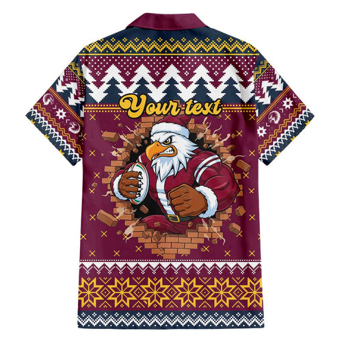Merry Eagle Roar Personalized Family Matching Off Shoulder Short Dress and Hawaiian Shirt Christmas Rugby League Spirit - Aussie Hoodie