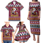 Merry Eagle Roar Personalized Family Matching Puletasi and Hawaiian Shirt Christmas Rugby League Spirit - Aussie Hoodie