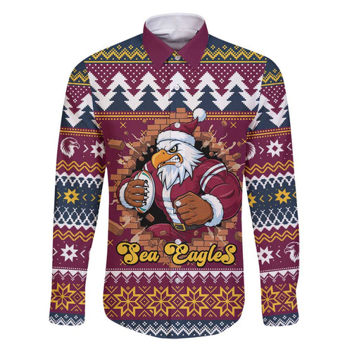 Merry Eagle Roar Personalized Family Matching Puletasi and Hawaiian Shirt Christmas Rugby League Spirit - Aussie Hoodie