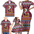 Merry Eagle Roar Personalized Family Matching Short Sleeve Bodycon Dress and Hawaiian Shirt Christmas Rugby League Spirit - Aussie Hoodie