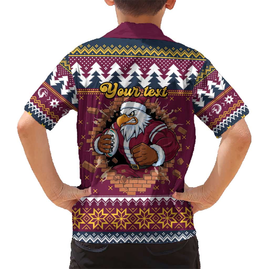 Merry Eagle Roar Personalized Family Matching Short Sleeve Bodycon Dress and Hawaiian Shirt Christmas Rugby League Spirit - Aussie Hoodie
