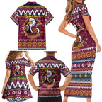 Merry Eagle Roar Personalized Family Matching Short Sleeve Bodycon Dress and Hawaiian Shirt Christmas Rugby League Spirit - Aussie Hoodie