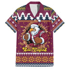 Merry Eagle Roar Personalized Family Matching Short Sleeve Bodycon Dress and Hawaiian Shirt Christmas Rugby League Spirit - Aussie Hoodie