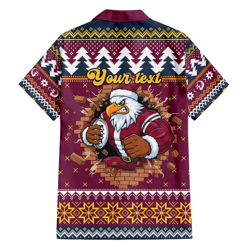Merry Eagle Roar Personalized Family Matching Short Sleeve Bodycon Dress and Hawaiian Shirt Christmas Rugby League Spirit - Aussie Hoodie
