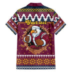 Merry Eagle Roar Personalized Family Matching Short Sleeve Bodycon Dress and Hawaiian Shirt Christmas Rugby League Spirit - Aussie Hoodie