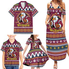 Merry Eagle Roar Personalized Family Matching Summer Maxi Dress and Hawaiian Shirt Christmas Rugby League Spirit - Aussie Hoodie