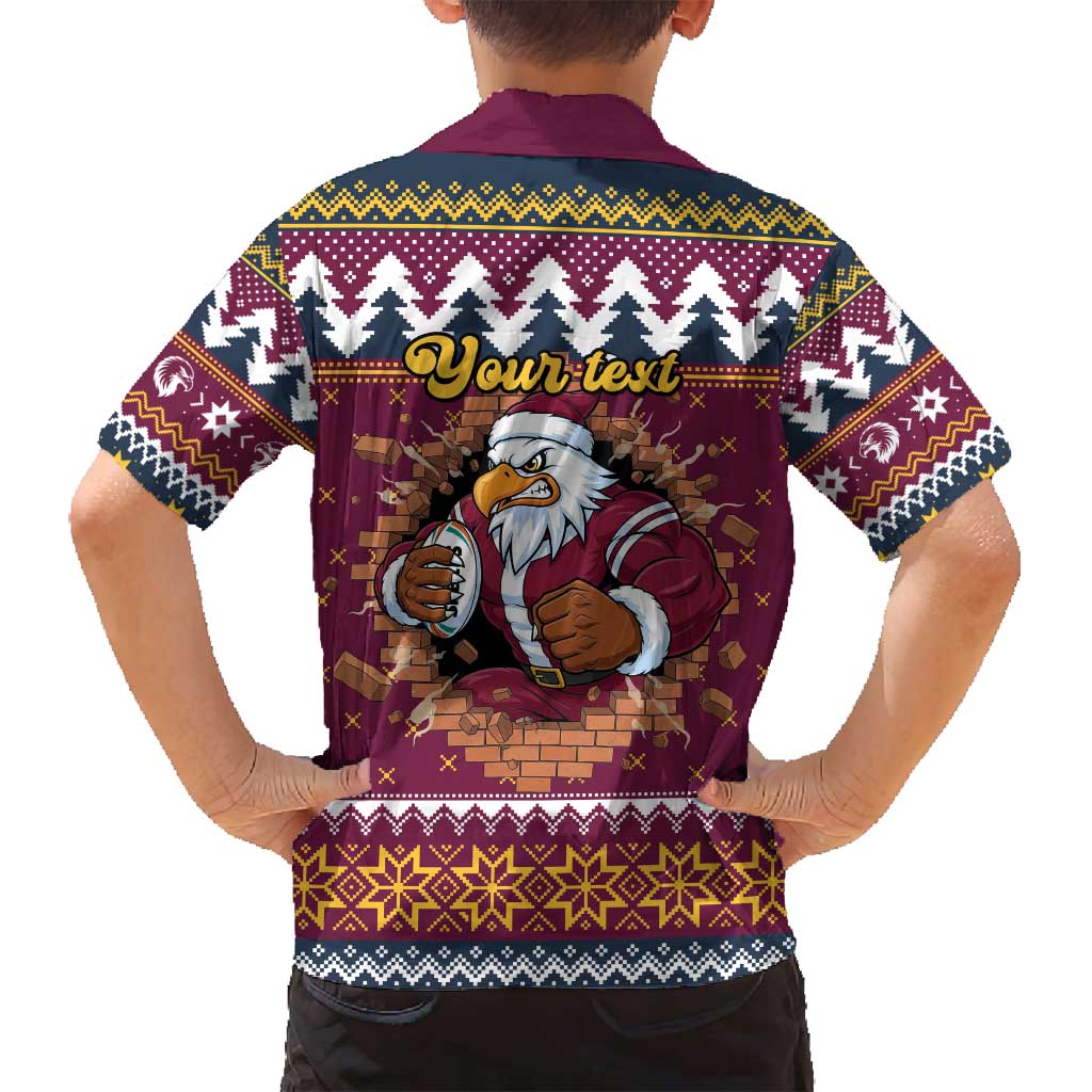 Merry Eagle Roar Personalized Family Matching Summer Maxi Dress and Hawaiian Shirt Christmas Rugby League Spirit - Aussie Hoodie