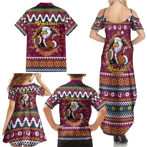 Merry Eagle Roar Personalized Family Matching Summer Maxi Dress and Hawaiian Shirt Christmas Rugby League Spirit - Aussie Hoodie