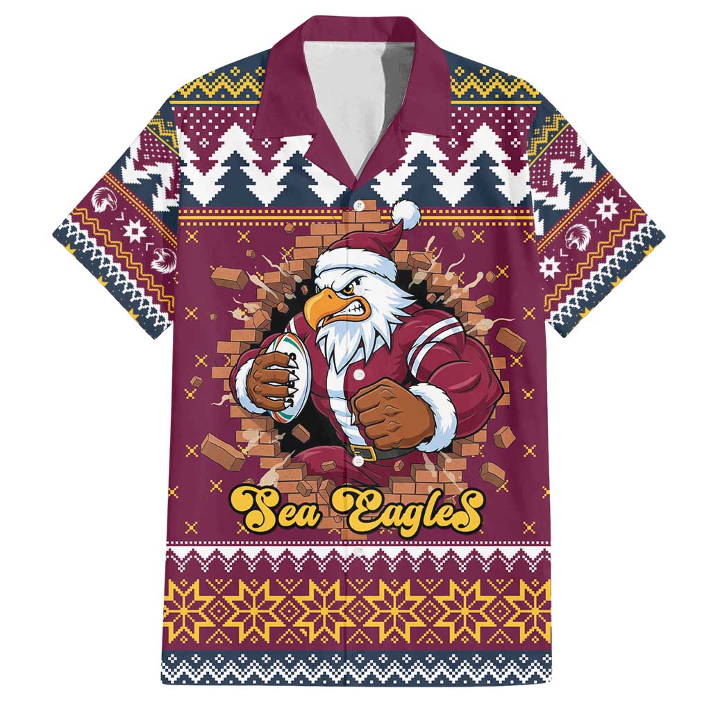 Merry Eagle Roar Personalized Family Matching Summer Maxi Dress and Hawaiian Shirt Christmas Rugby League Spirit - Aussie Hoodie