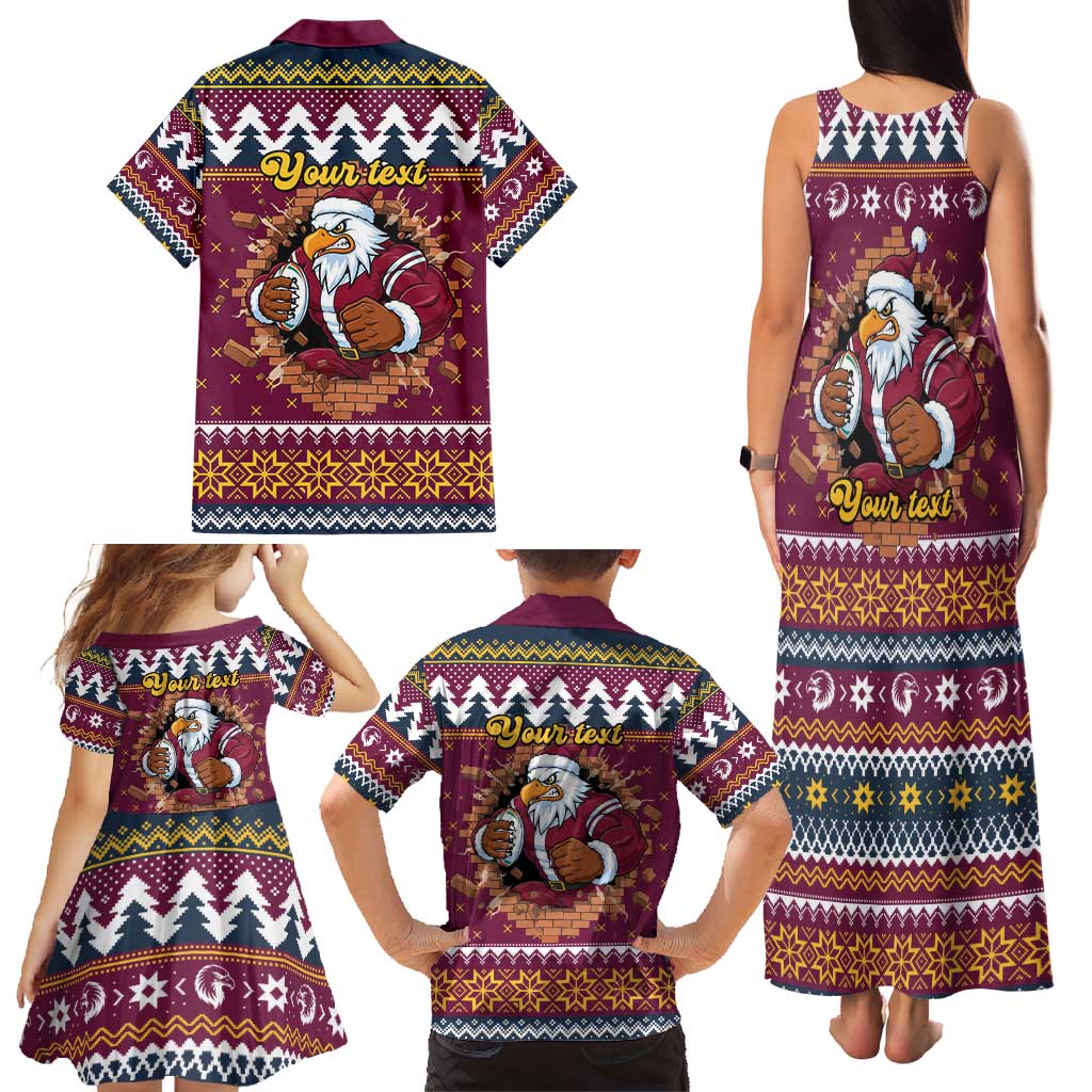 Merry Eagle Roar Personalized Family Matching Tank Maxi Dress and Hawaiian Shirt Christmas Rugby League Spirit - Aussie Hoodie