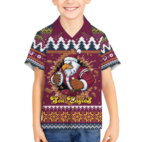 Merry Eagle Roar Personalized Family Matching Tank Maxi Dress and Hawaiian Shirt Christmas Rugby League Spirit - Aussie Hoodie