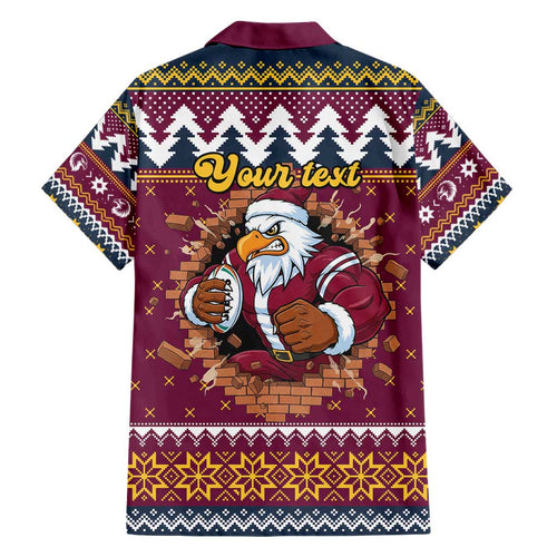 Merry Eagle Roar Personalized Hawaiian Shirt Christmas Rugby League Spirit - Aussie Hoodie