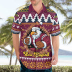 Merry Eagle Roar Personalized Hawaiian Shirt Christmas Rugby League Spirit - Aussie Hoodie