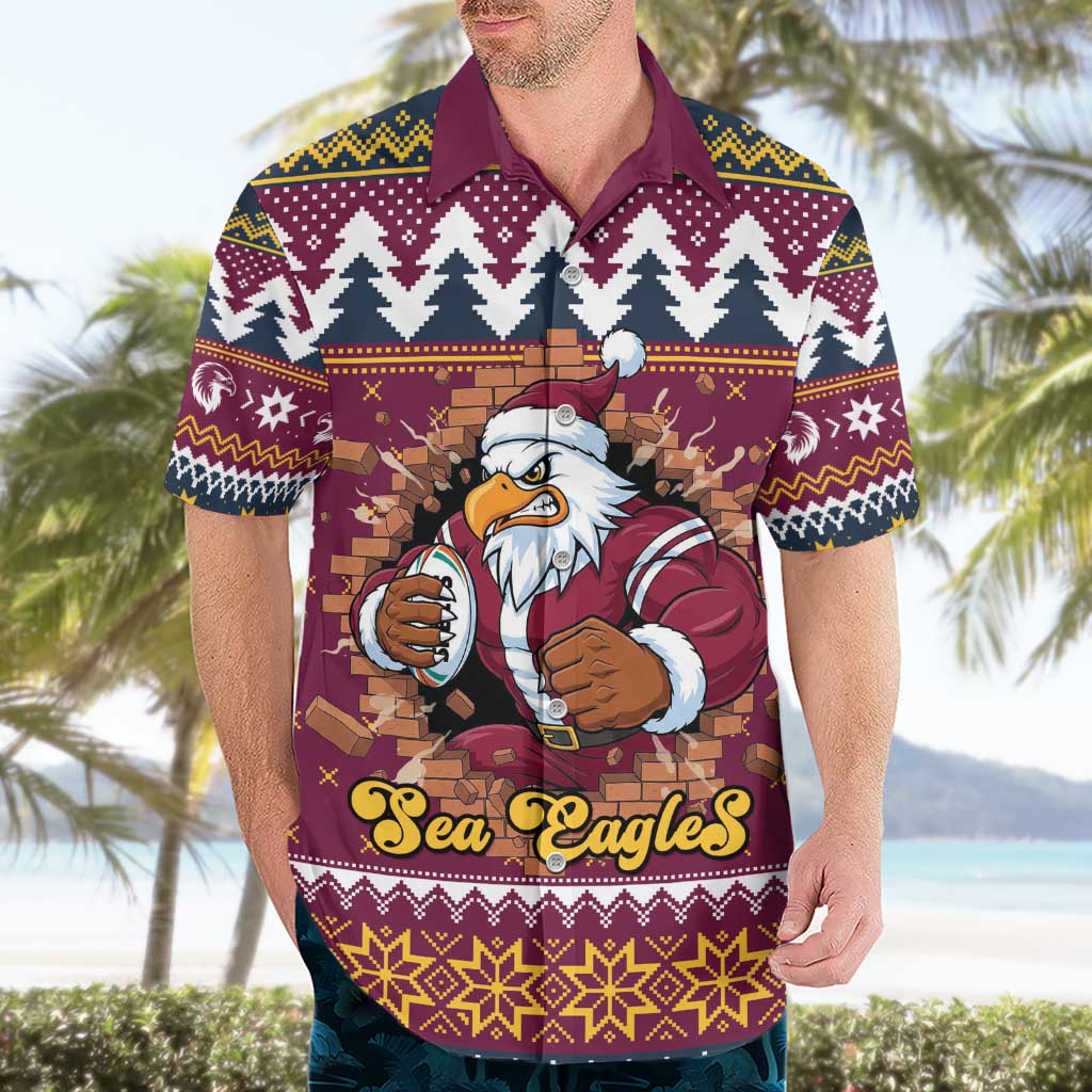 Merry Eagle Roar Personalized Hawaiian Shirt Christmas Rugby League Spirit - Aussie Hoodie