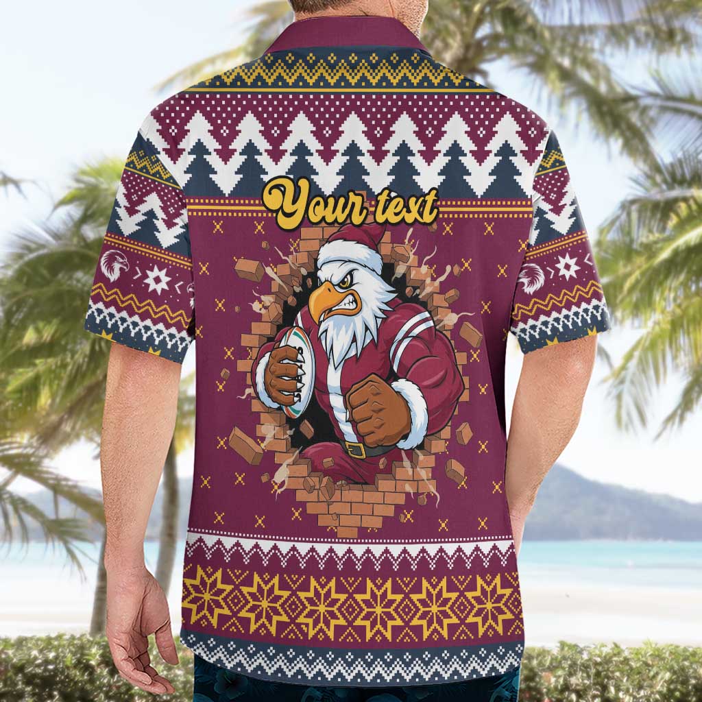 Merry Eagle Roar Personalized Hawaiian Shirt Christmas Rugby League Spirit - Aussie Hoodie