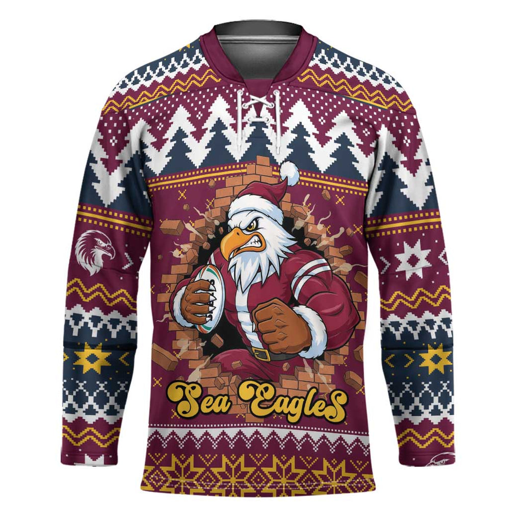 Merry Eagle Roar Personalized Hockey Jersey Christmas Rugby League Spirit - Aussie Hoodie