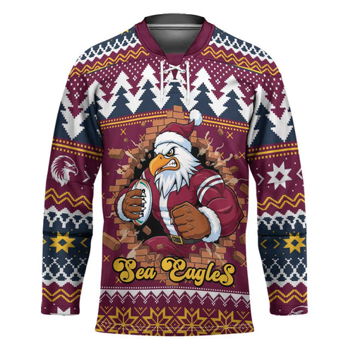 Merry Eagle Roar Personalized Hockey Jersey Christmas Rugby League Spirit - Aussie Hoodie