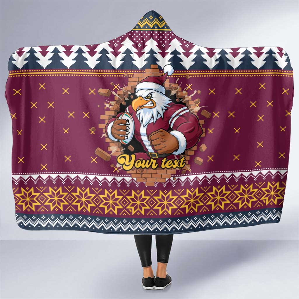 Merry Eagle Roar Personalized Hooded Blanket Christmas Rugby League Spirit - Aussie Hoodie