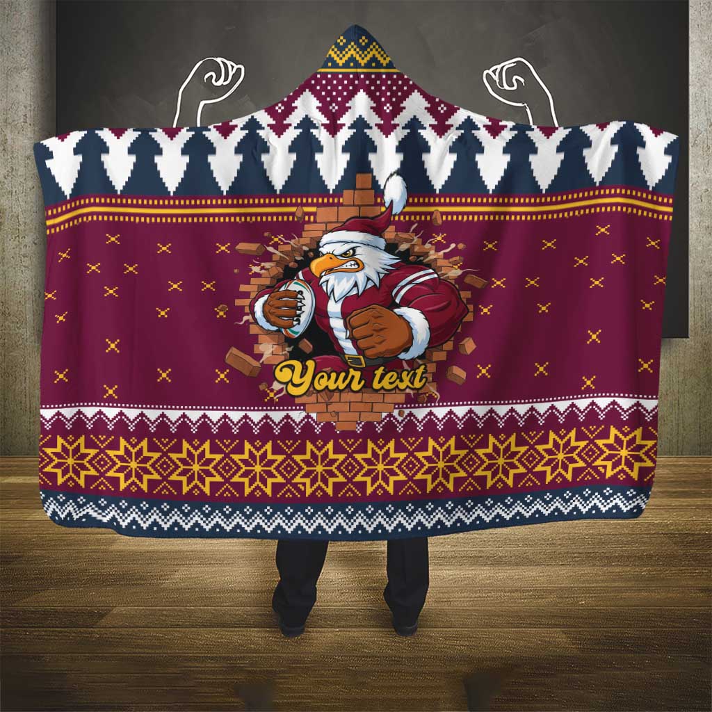 Merry Eagle Roar Personalized Hooded Blanket Christmas Rugby League Spirit - Aussie Hoodie