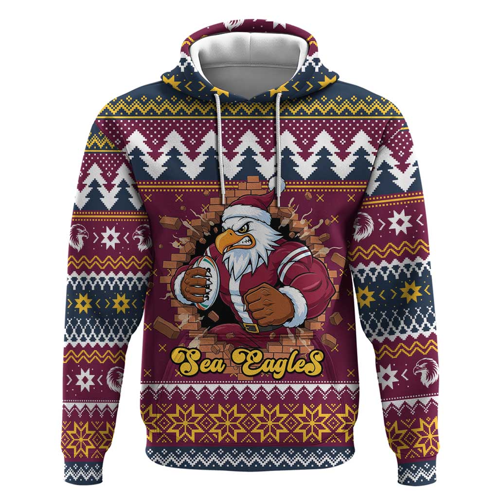 Merry Eagle Roar Personalized Hoodie Christmas Rugby League Spirit - Aussie Hoodie