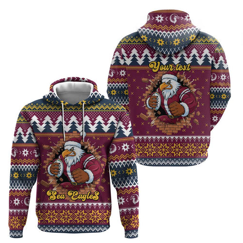Merry Eagle Roar Personalized Hoodie Christmas Rugby League Spirit - Aussie Hoodie