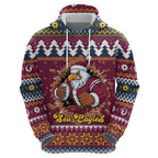 Merry Eagle Roar Personalized Hoodie Christmas Rugby League Spirit - Aussie Hoodie