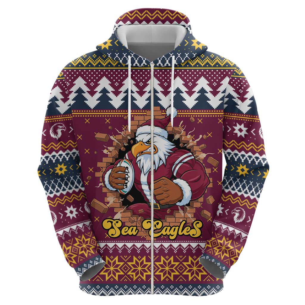 Merry Eagle Roar Personalized Hoodie Christmas Rugby League Spirit - Aussie Hoodie