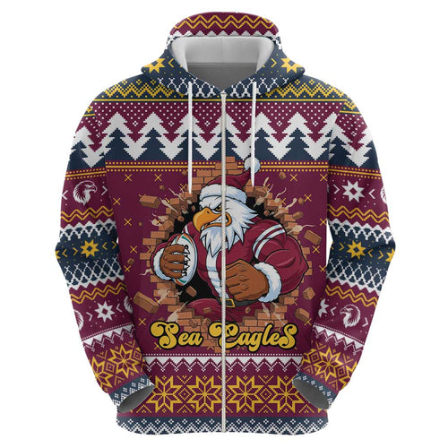 Merry Eagle Roar Personalized Hoodie Christmas Rugby League Spirit - Aussie Hoodie