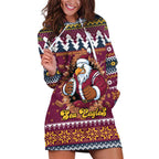 Merry Eagle Roar Personalized Hoodie Dress Christmas Rugby League Spirit - Aussie Hoodie