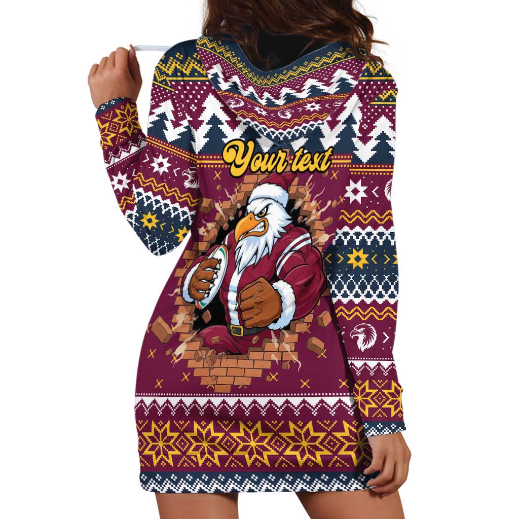 Merry Eagle Roar Personalized Hoodie Dress Christmas Rugby League Spirit - Aussie Hoodie