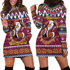 Merry Eagle Roar Personalized Hoodie Dress Christmas Rugby League Spirit - Aussie Hoodie