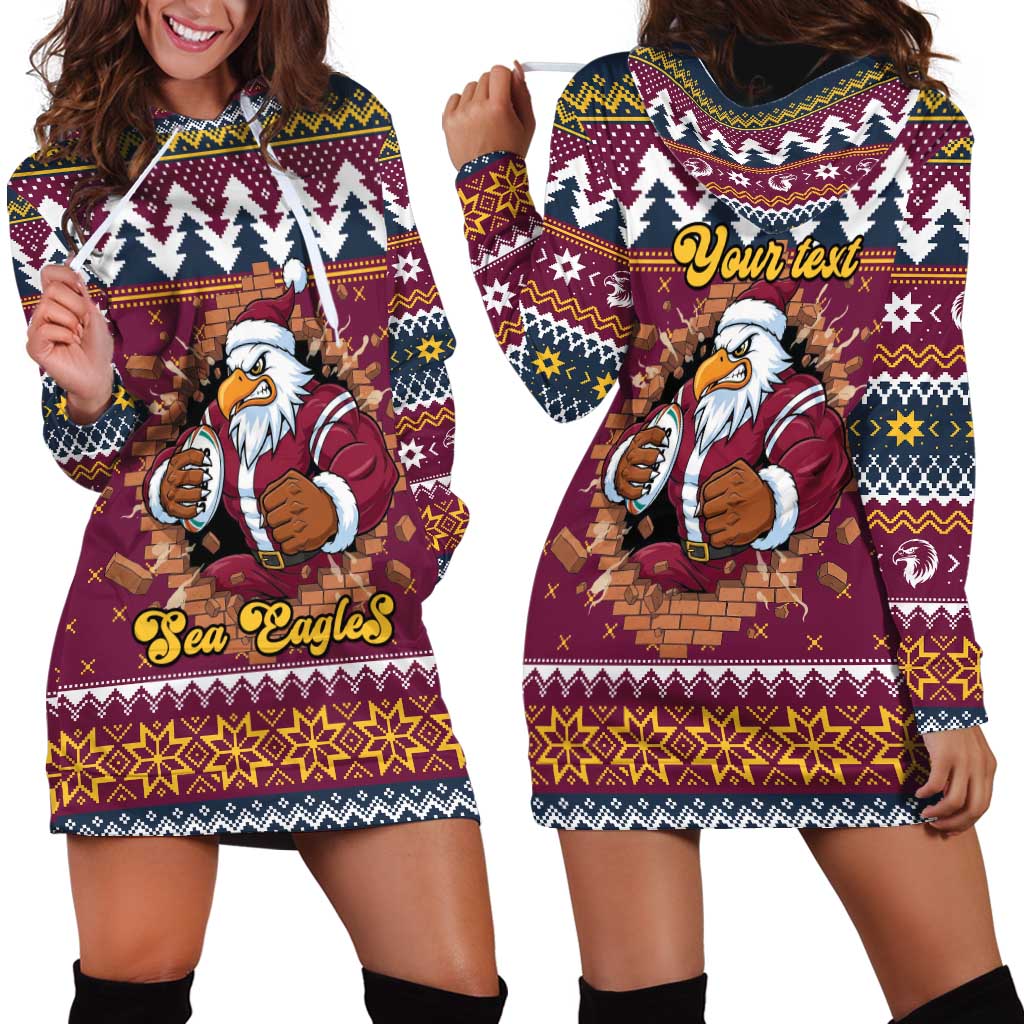 Merry Eagle Roar Personalized Hoodie Dress Christmas Rugby League Spirit - Aussie Hoodie
