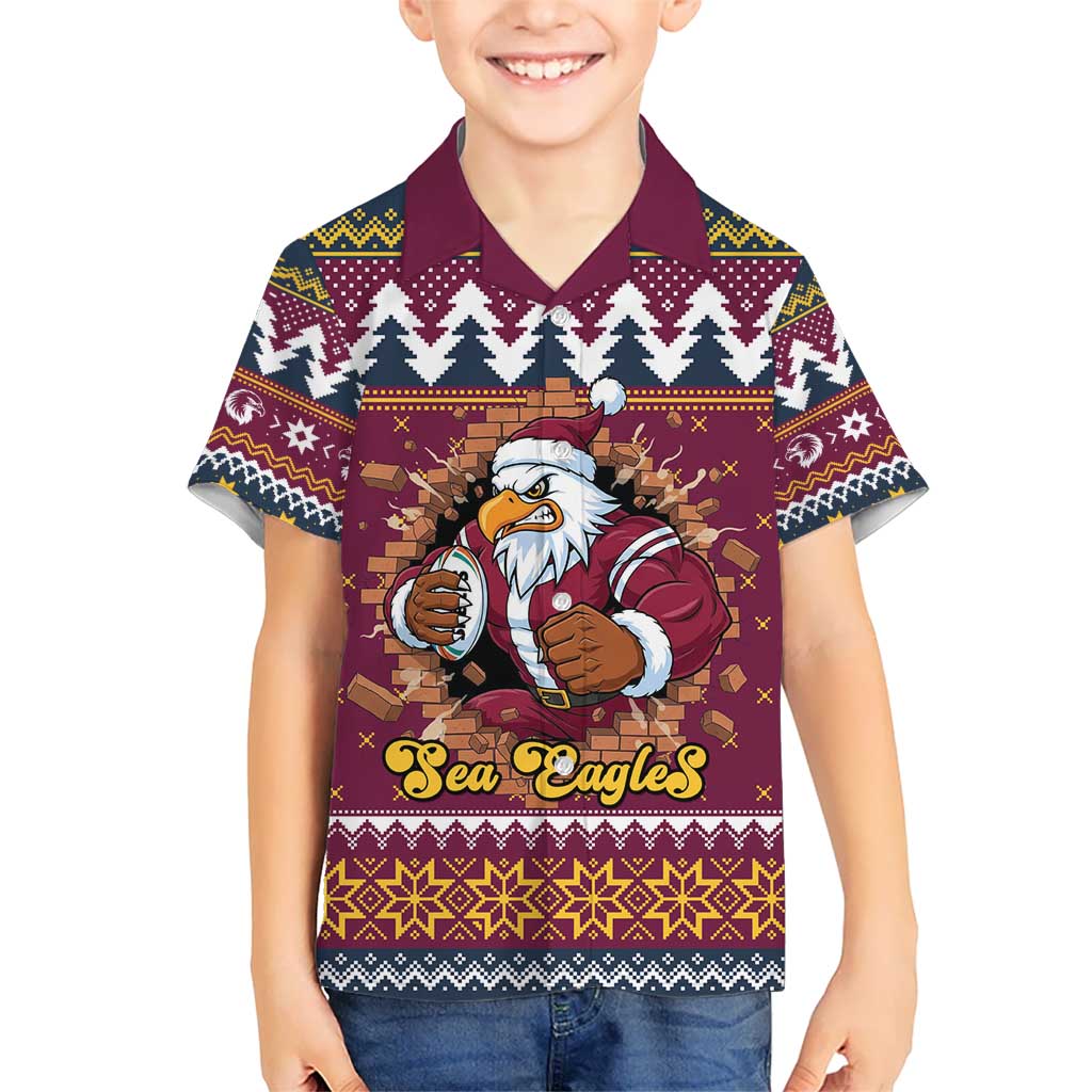 Merry Eagle Roar Personalized Kid Hawaiian Shirt Christmas Rugby League Spirit - Aussie Hoodie