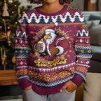 Merry Eagle Roar Personalized Kid Ugly Christmas Sweater Christmas Rugby League Spirit - Aussie Hoodie