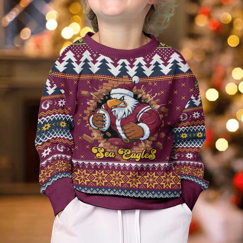 Merry Eagle Roar Personalized Kid Ugly Christmas Sweater Christmas Rugby League Spirit - Aussie Hoodie